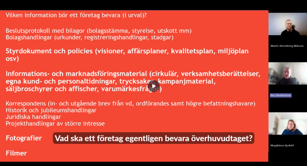 En skärmdump från webbinariet